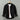 Black shirt with a white t-shirt underneath on a hanger against a gray background